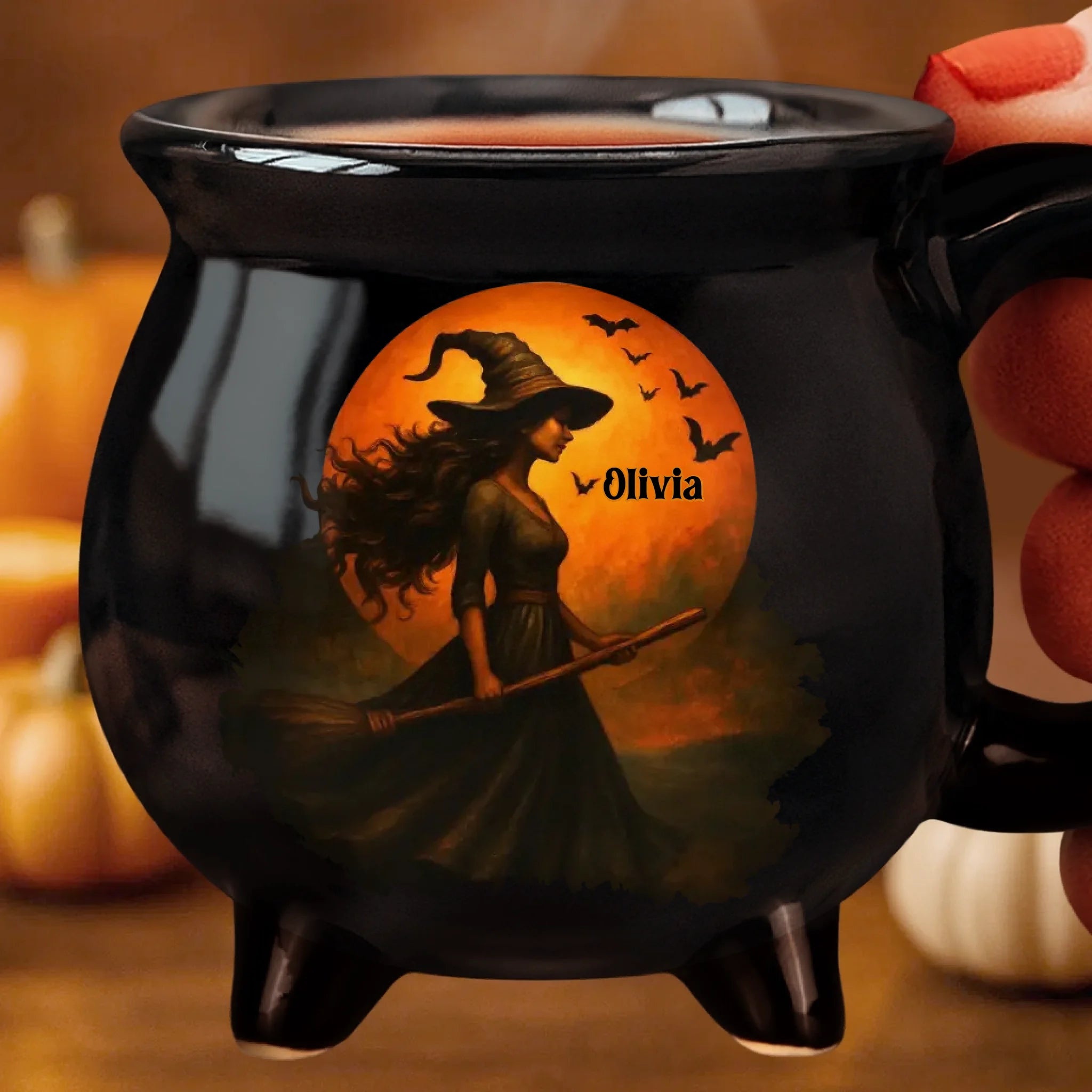 Witch Cauldron Coffee Mug - Personalized Halloween Witchy Gifts For Besties, Sisters, BFF, Family, Yourself - Witching You A Wicked Brew