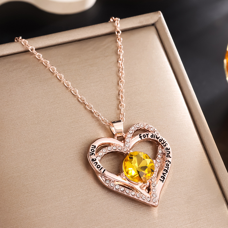 Heart-Shaped "Eternal Heart" Pendant Necklace with 12 Birthstones💞