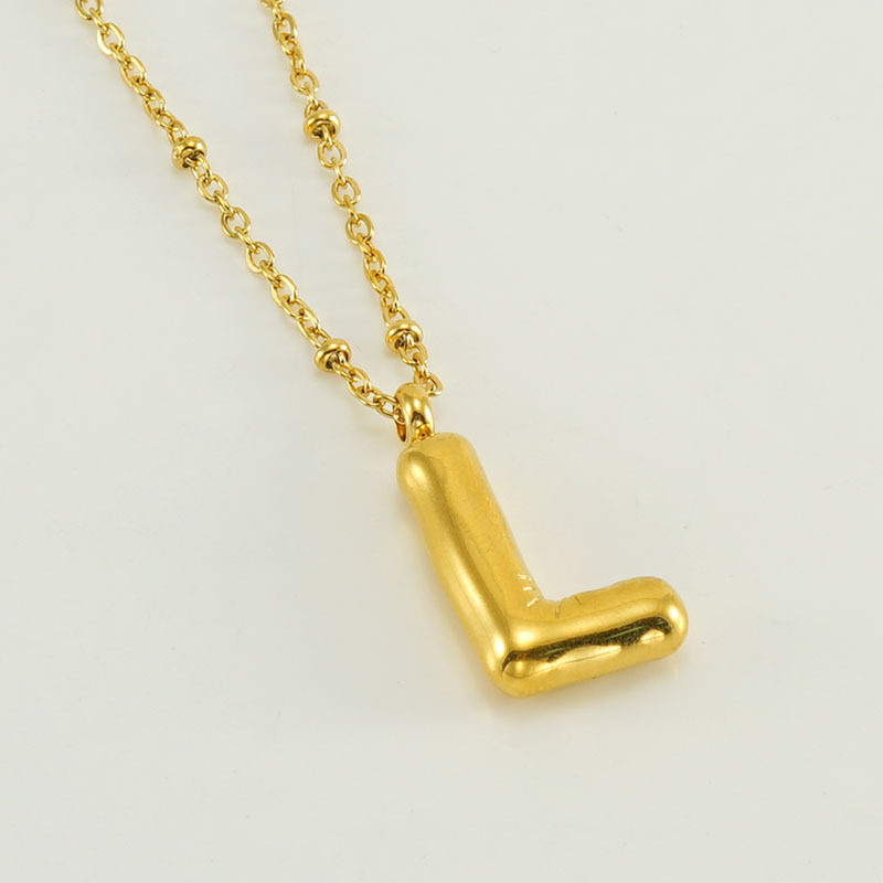 Bubble Letter Initial Necklace