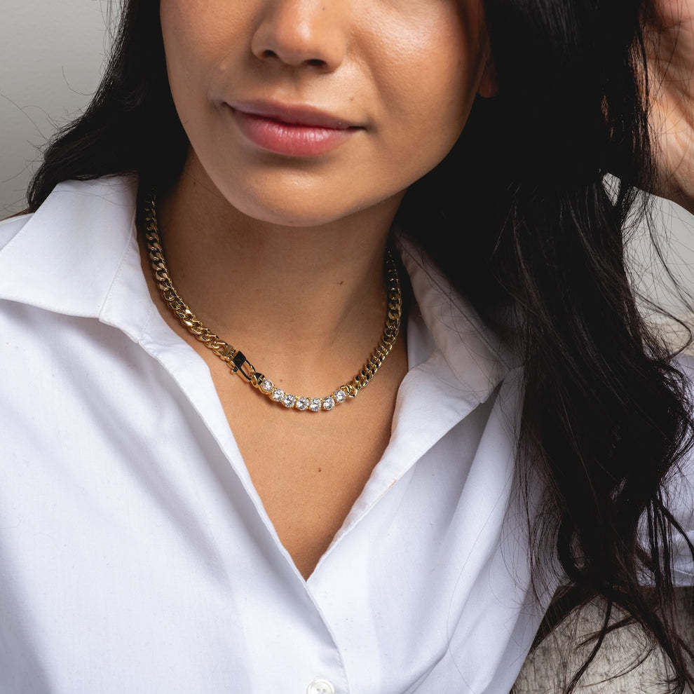 Julian Loves Diamonds Necklace 6.8mm - Gold|White Diamondettes