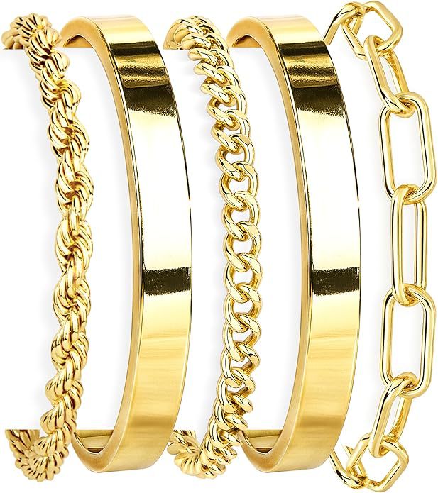 5-Piece Gold Layered Bracelet Set