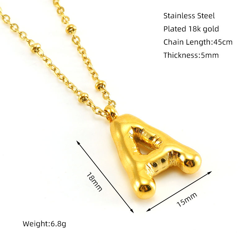 Bubble Letter Initial Necklace