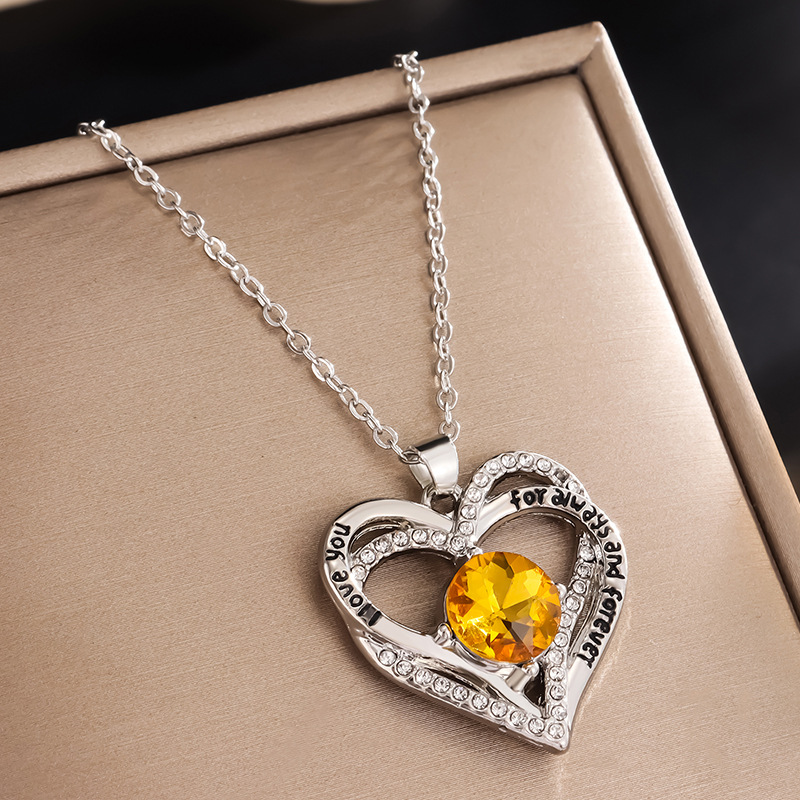 Heart-Shaped "Eternal Heart" Pendant Necklace with 12 Birthstones💞