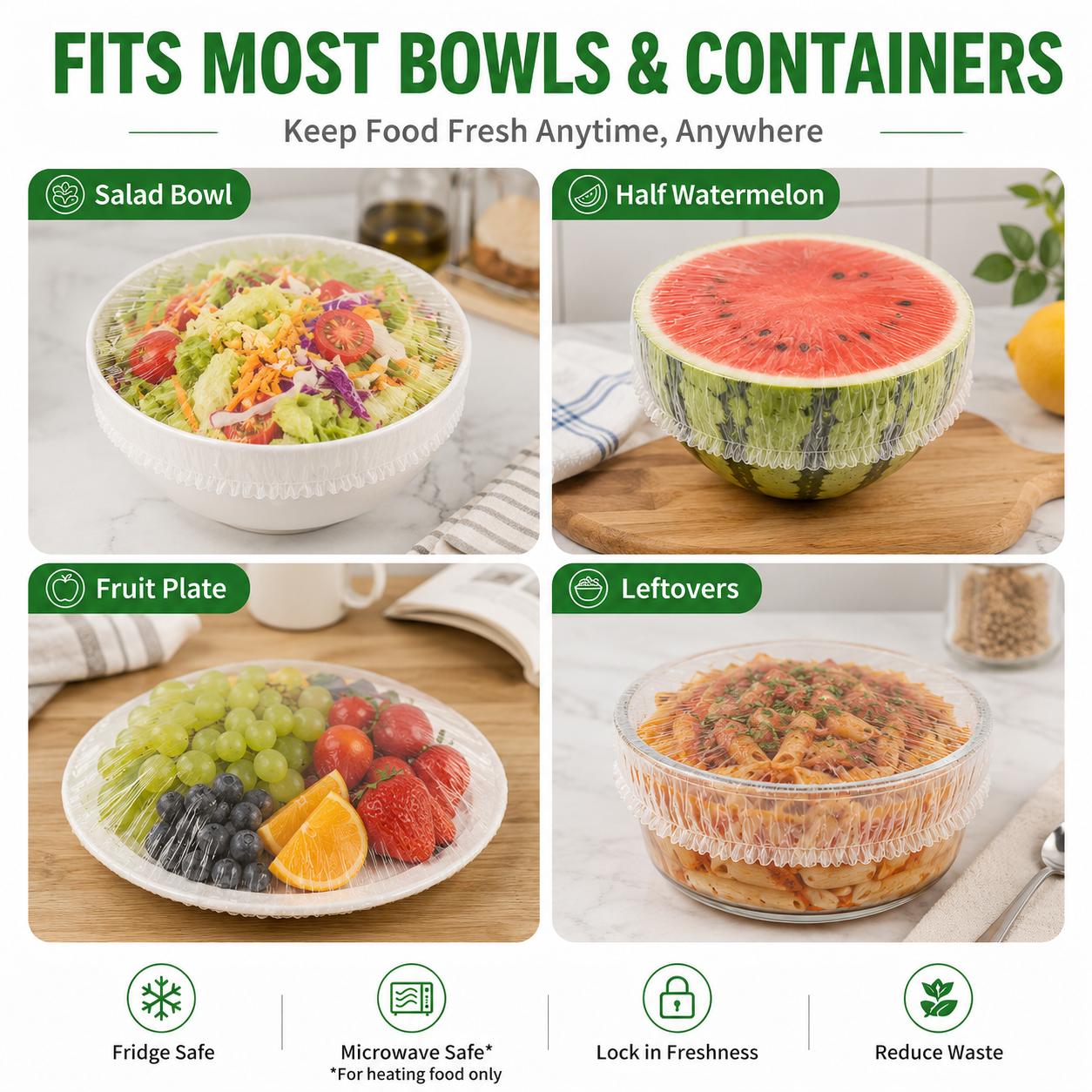 100PCS Disposable Stretch Food Covers, Elastic Kitchen Bowl & Plate Lids, Plastic Wrap Alternative for Food Storage & Leftovers Preservation 100PCS Disposable Stretch Food Covers, Elastic Kitchen Bowl & Plate Lids, Plastic Wrap Alternative for Food Storage & Leftovers Preservation