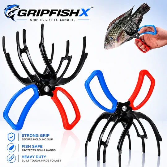 ⭐⭐⭐Metal Fish Gripper – Clean Hand Fish Clamp, 2/3-Prong Fishing Tool for Lure & Catch Control✔️