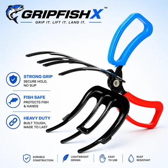 ⭐⭐⭐Metal Fish Gripper – Clean Hand Fish Clamp, 2/3-Prong Fishing Tool for Lure & Catch Control✔️