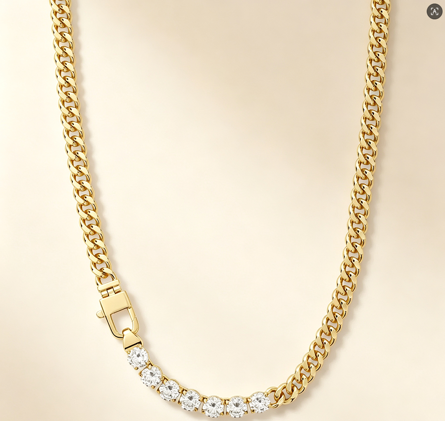 Julian Loves Diamonds Necklace 6.8mm - Gold|White Diamondettes