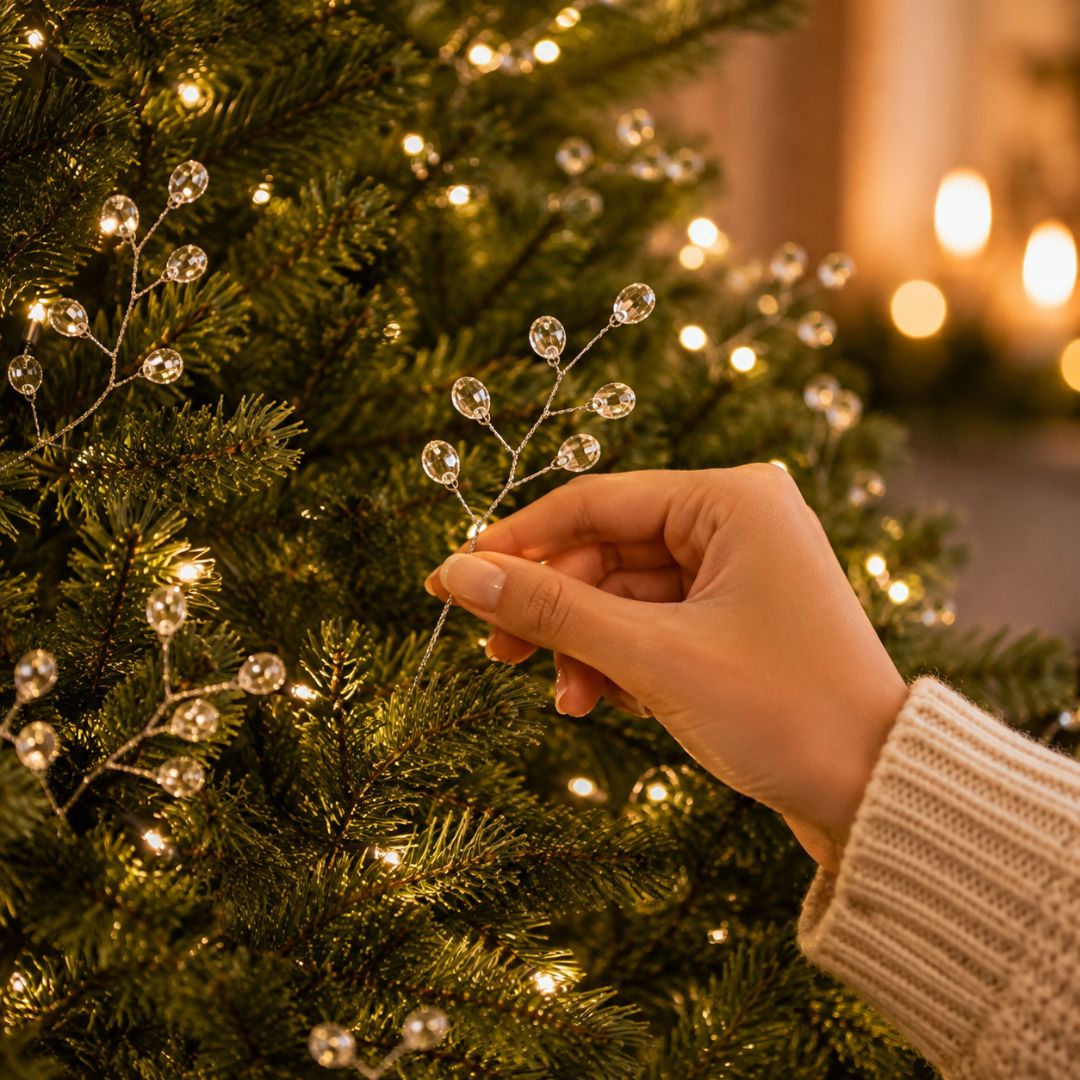 ✨ 39% OFF Crystal Tree Picks – Shatterproof Sparkling Christmas Tree Branches, No Hooks Needed