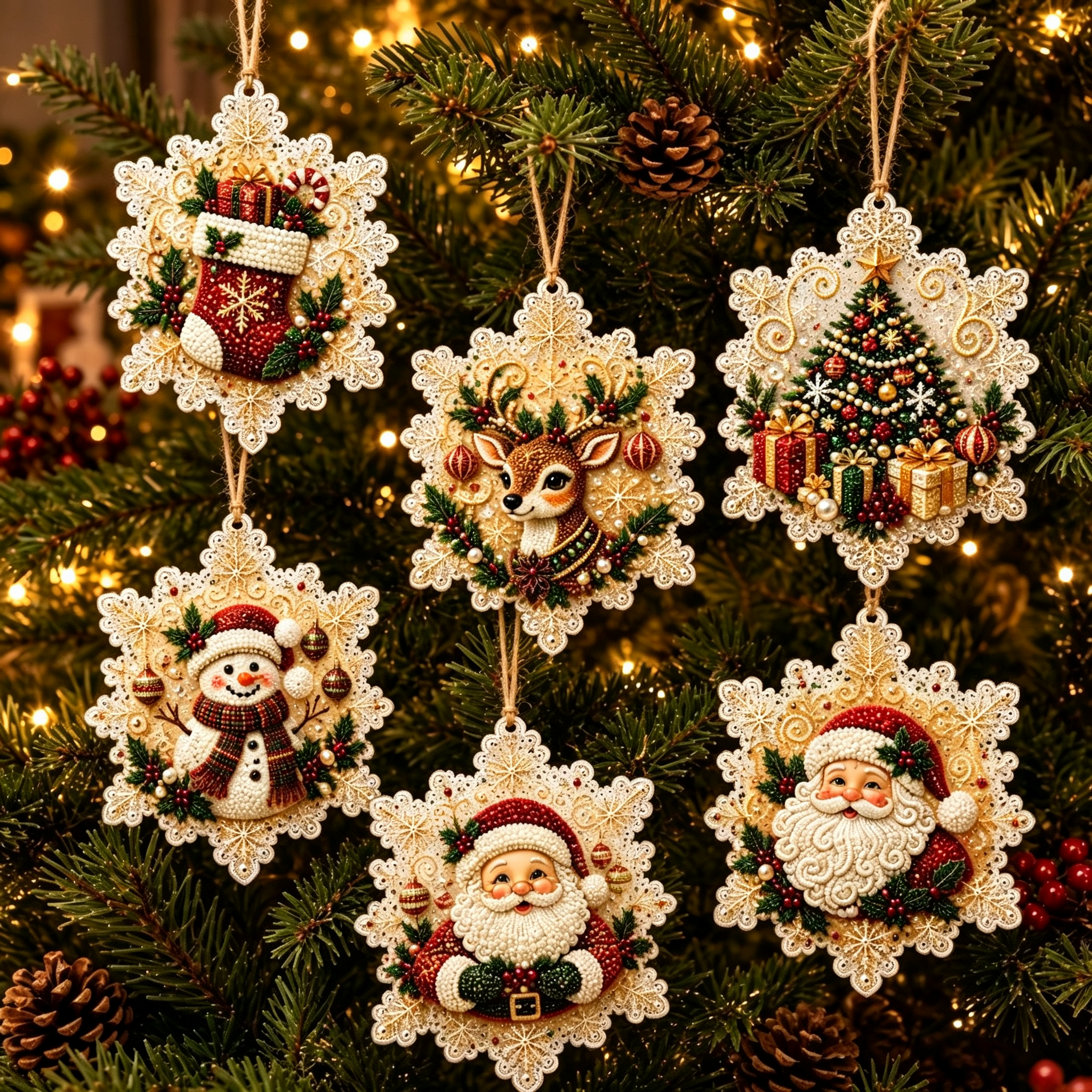 🎄👻 ✨ 6000+ Sold🏵️6 Pcs Christmas DIY Diamond Painting Ornaments