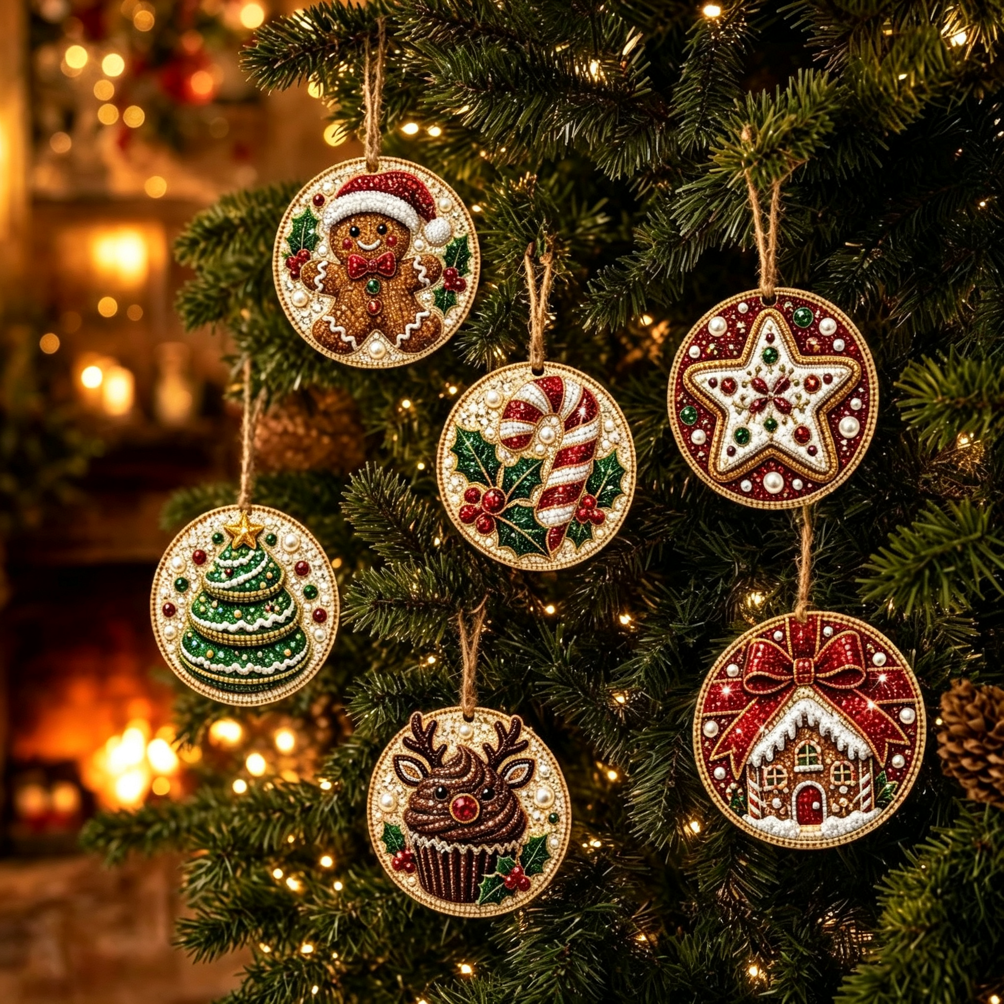 🎄👻 ✨ 6000+ Sold🏵️6 Pcs Christmas DIY Diamond Painting Ornaments