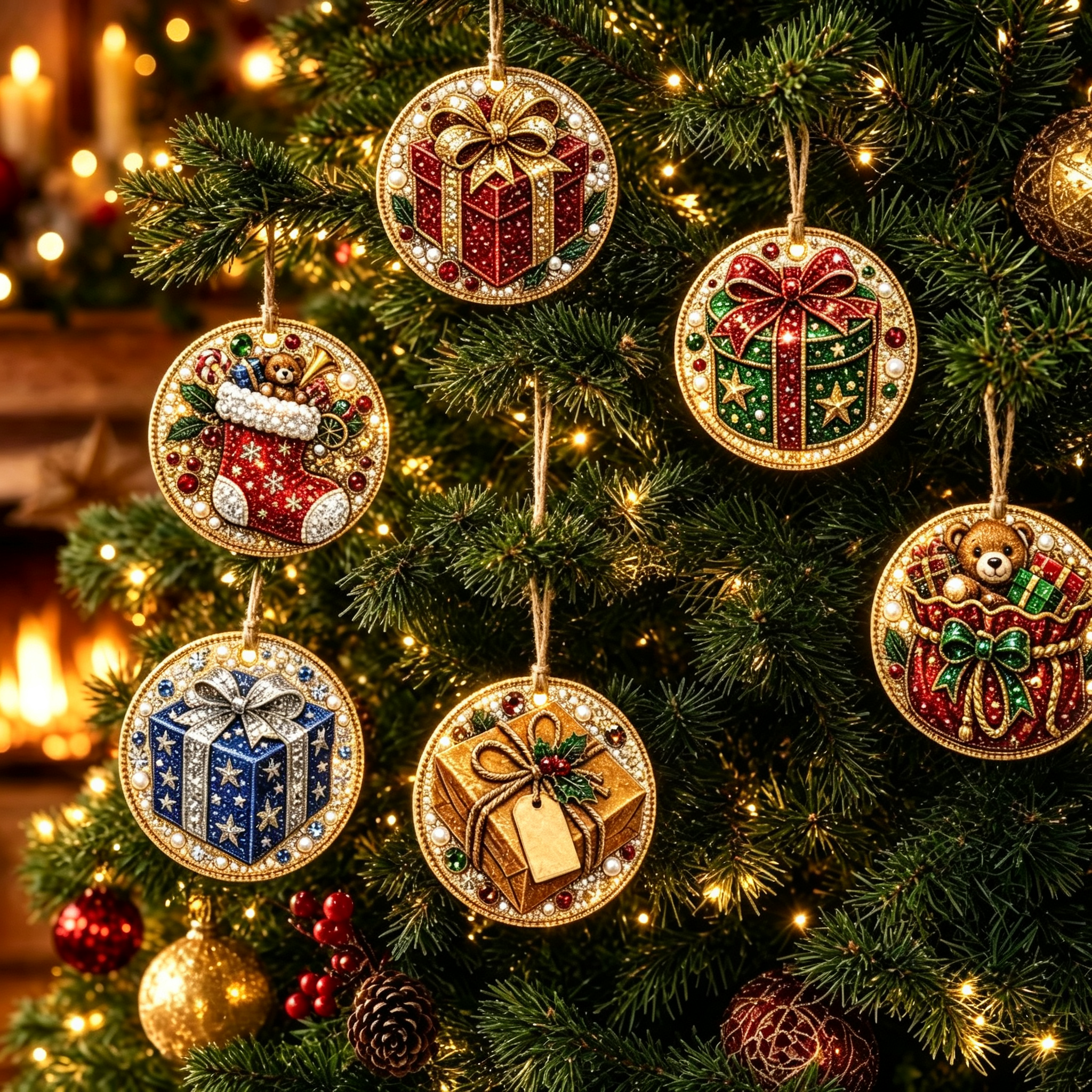 🎄👻 ✨ 6000+ Sold🏵️6 Pcs Christmas DIY Diamond Painting Ornaments