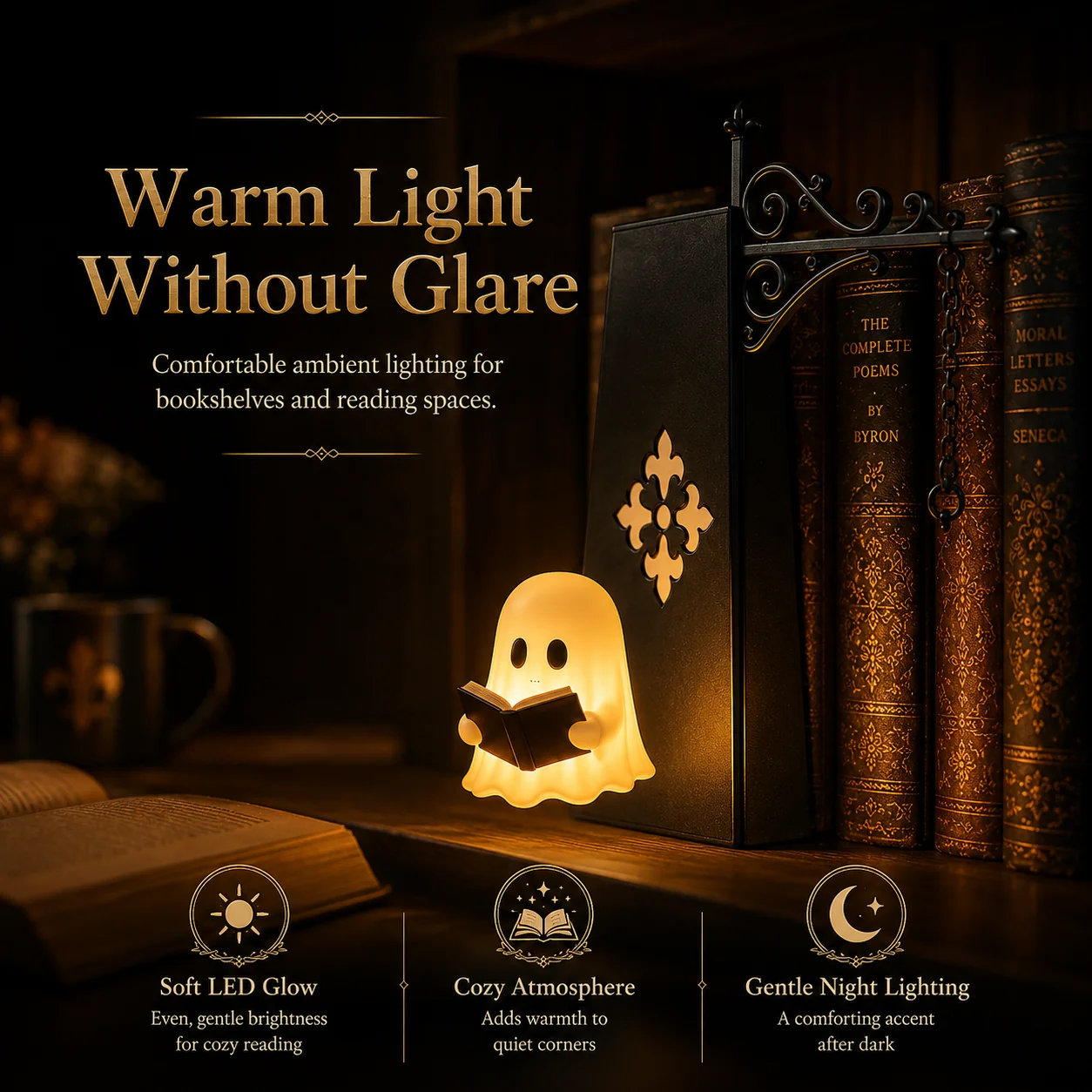 Bookshelf Lantern Light — Cozy Warm Glow Reading Lamp 50% OFF 🔥