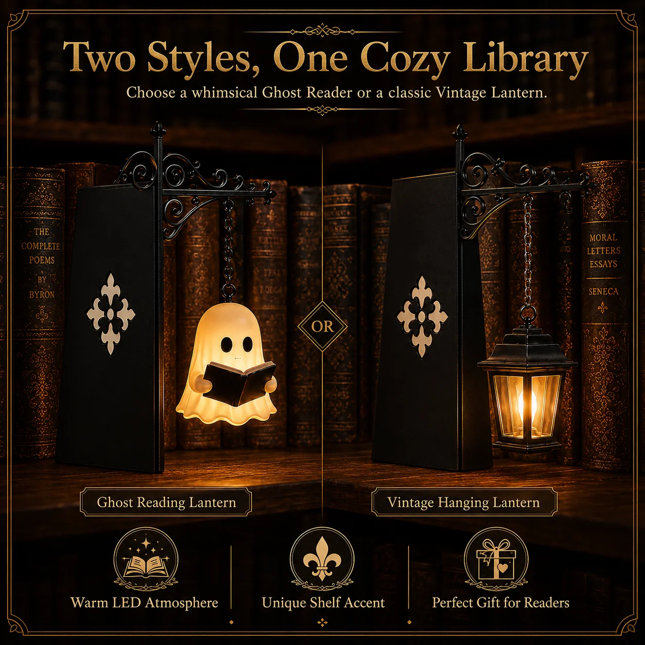 Bookshelf Lantern Light — Cozy Warm Glow Reading Lamp 50% OFF 🔥