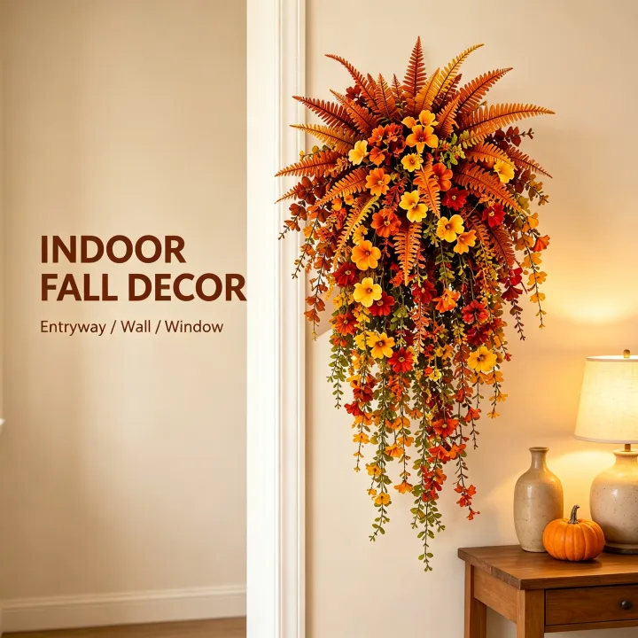 🍂 Limited Fall Collection | Autumn Harvest Hanging Basket for Front Door & Porch Decor