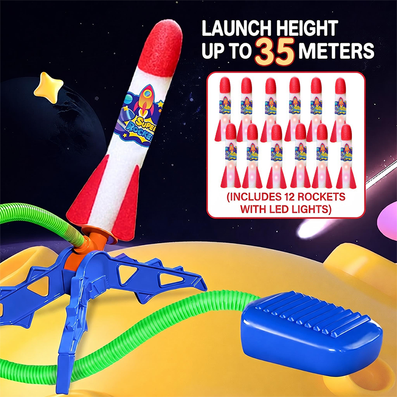 🚀Stomp Rocket Launcher – Outdoor Kids Toy with Multiple Rocket Packs (1–12 Rockets)