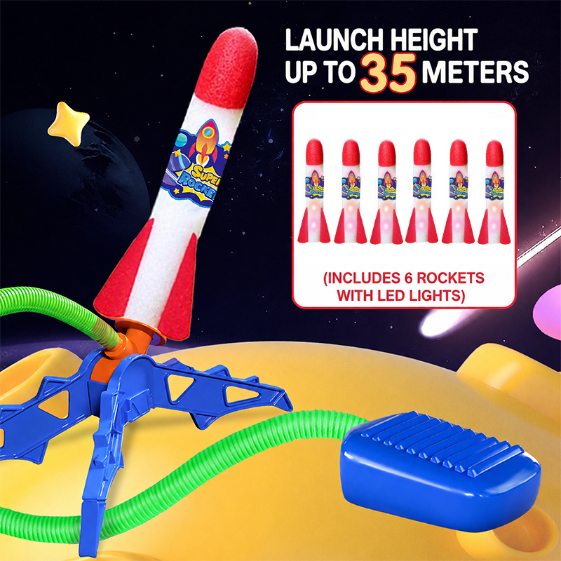 🚀Stomp Rocket Launcher – Outdoor Kids Toy with Multiple Rocket Packs (1–12 Rockets)