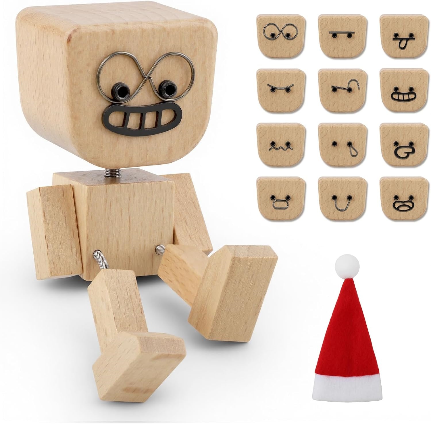 Shaking Feet Wooden Doll - Sways with 12 Pcs Magnetic Expressions