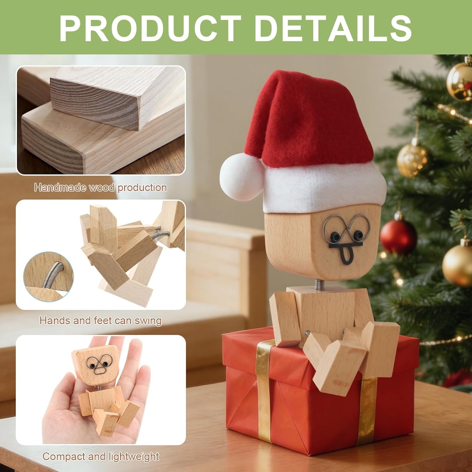 Shaking Feet Wooden Doll - Sways with 12 Pcs Magnetic Expressions