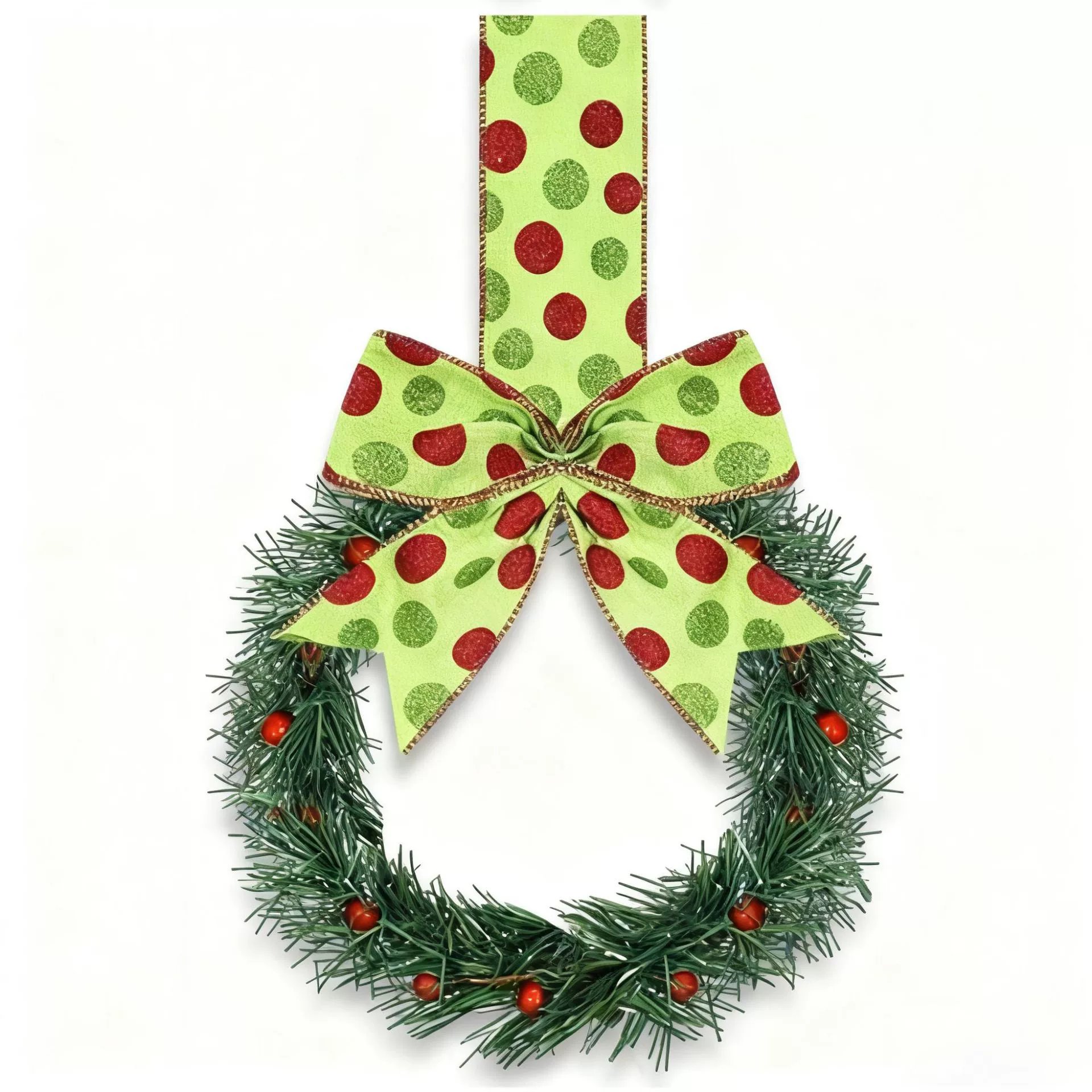 🎄Holiday Mini Window Wreaths with Ribbon Bows & Red Berries - Small Cabinet Hangers🎄