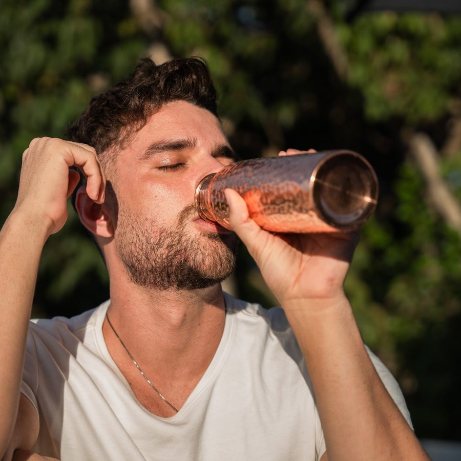 Handcrafted Pure Copper Water Bottle – Ayurvedic Inspired Design