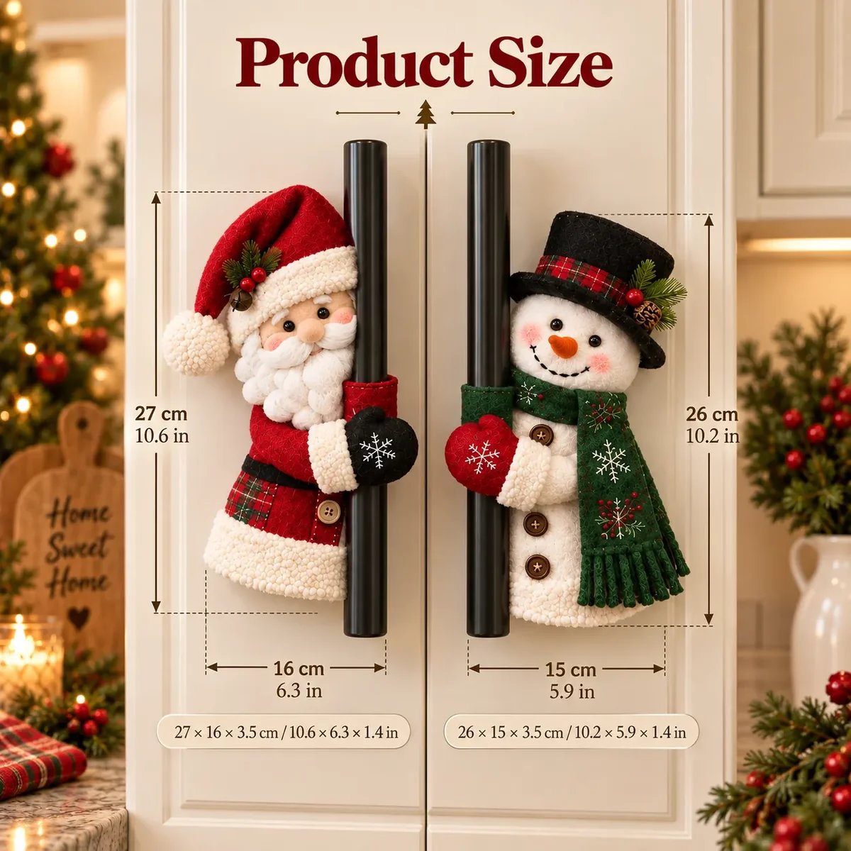 Santa and Snowman Christmas handle hugger dimensions