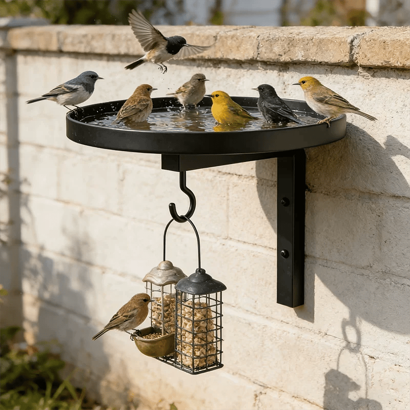 Wall-Mounted Bird Bath with Hanging Hook – Space-Saving Garden Decor 🐦🌿