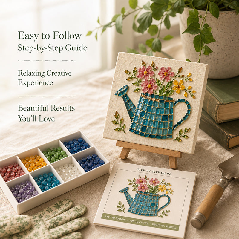 Floral Watering Can Mosaic Art Kit