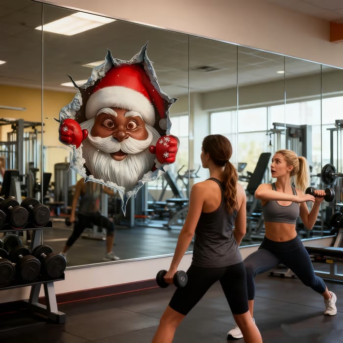 🎅✨ Santa Breaking Through the Wall 3D Christmas Decal 🎄