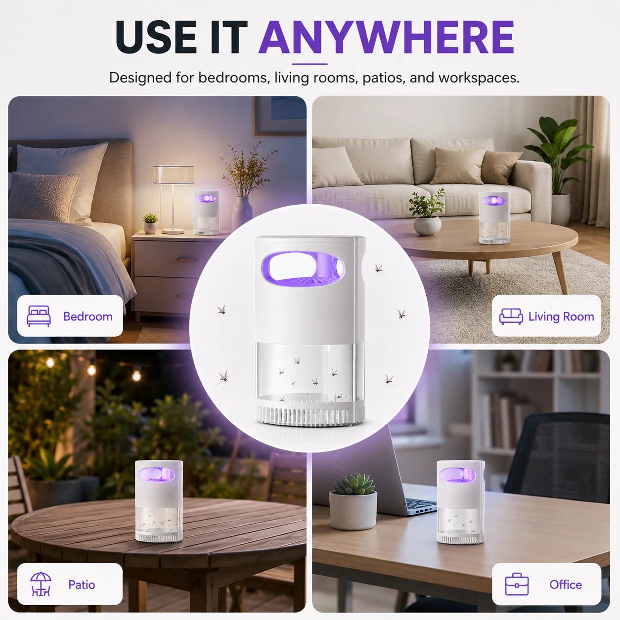 🦟 UV Mosquito Killer Lamp – Quiet, USB Powered, Chemical-Free Protection for Home & Bedroom 🔇🌙
