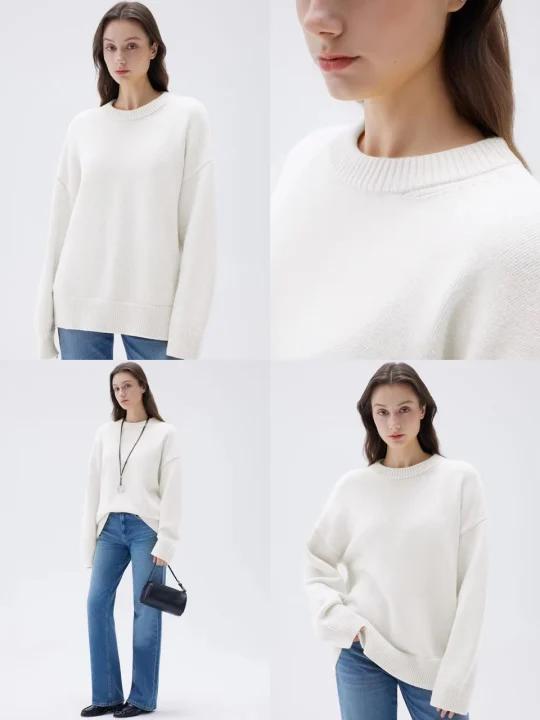 🌟 Women’s Cashmere-Blend Oversized Crewneck Sweater