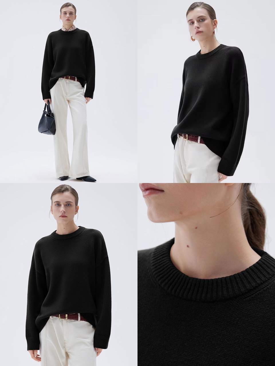 🌟 Women’s Cashmere-Blend Oversized Crewneck Sweater