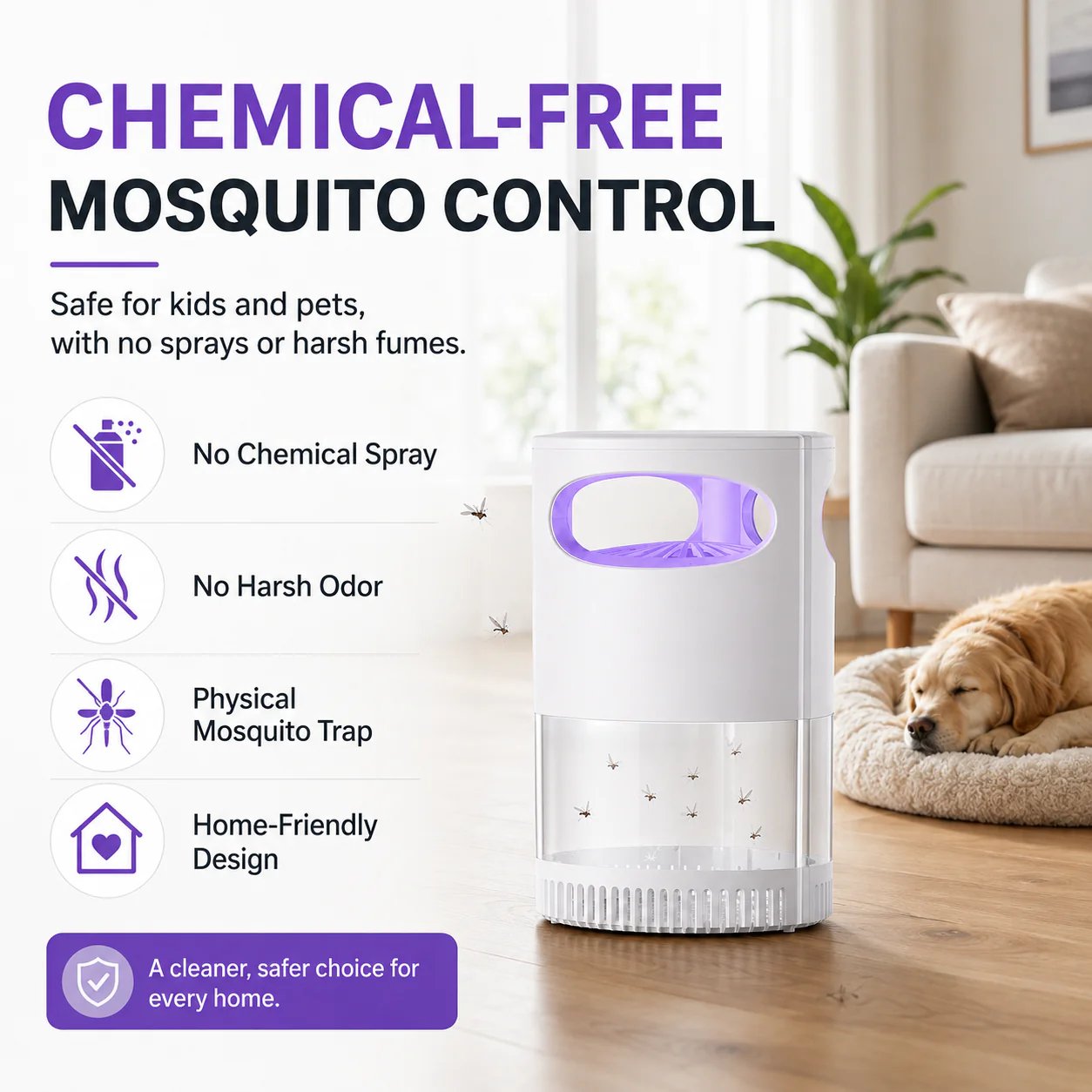 🦟 UV Mosquito Killer Lamp – Quiet, USB Powered, Chemical-Free Protection for Home & Bedroom 🔇🌙