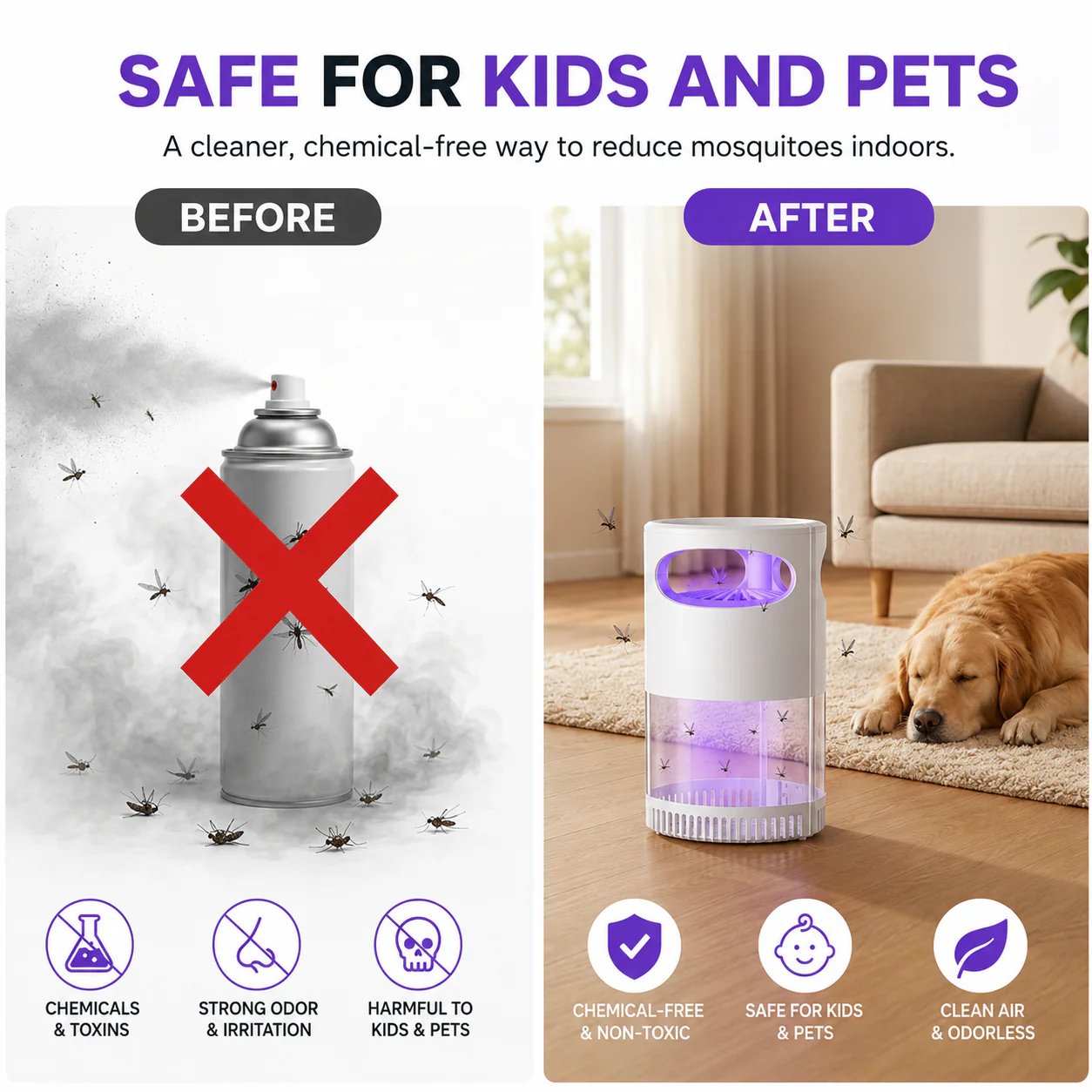 🦟 UV Mosquito Killer Lamp – Quiet, USB Powered, Chemical-Free Protection for Home & Bedroom 🔇🌙
