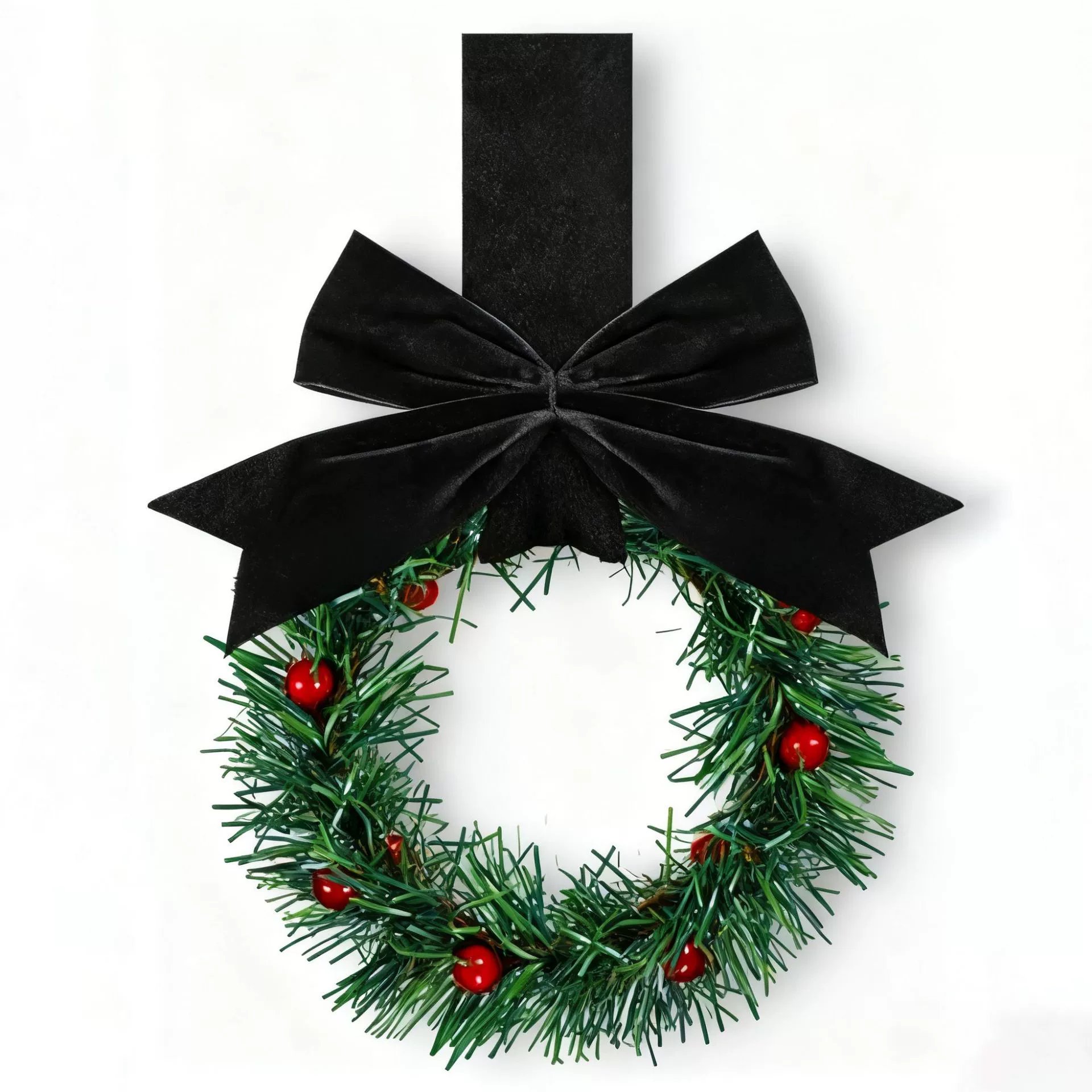 🎄Holiday Mini Window Wreaths with Ribbon Bows & Red Berries - Small Cabinet Hangers🎄