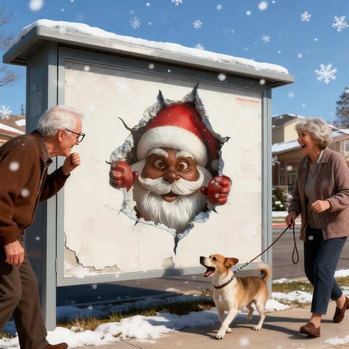 🎅✨ Santa Breaking Through the Wall 3D Christmas Decal 🎄