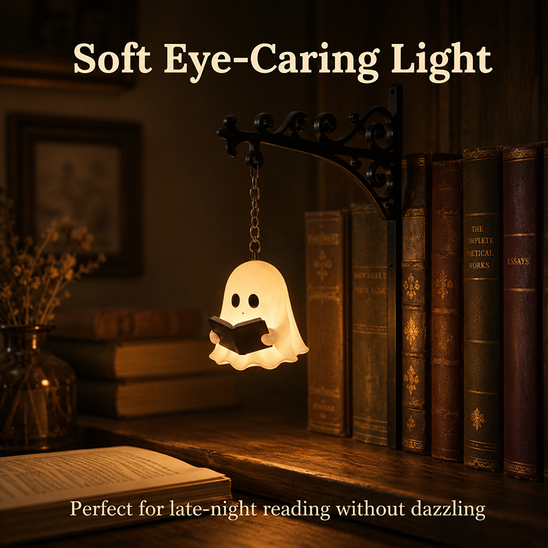 👻 Cozy Reading Ghost Bookshelf Lamp