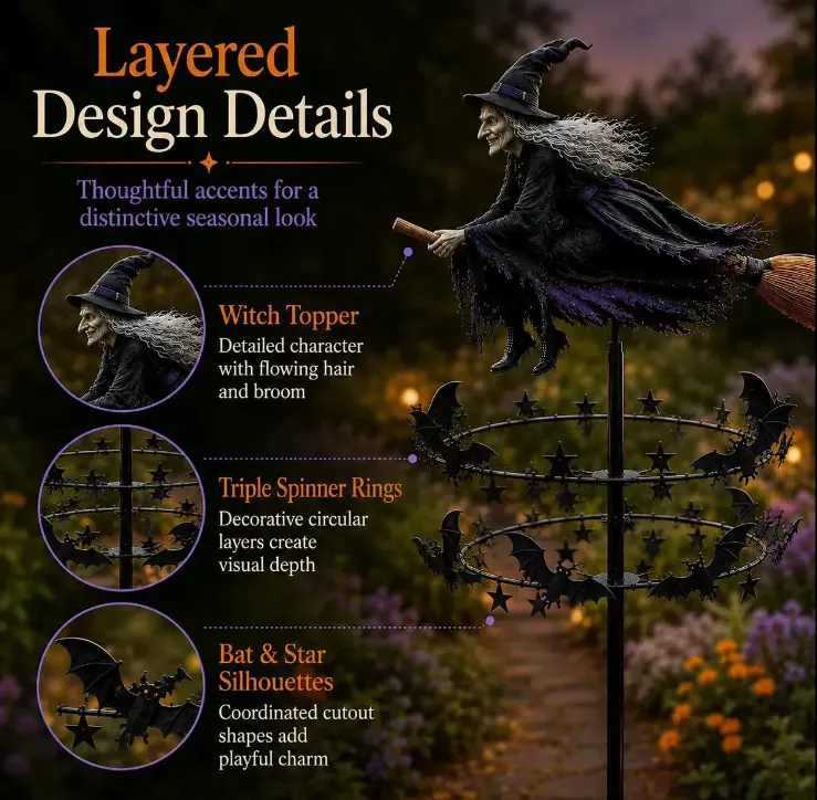 Enchanted Witch Garden Wind Spinner – Halloween Outdoor Décor