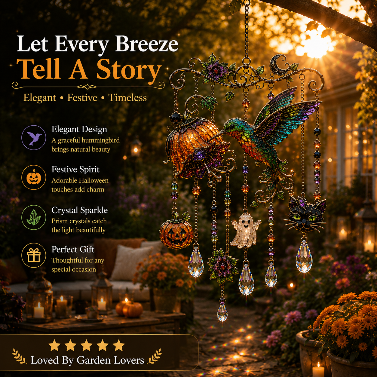 Halloween hummingbird hanging decoration lifestyle display