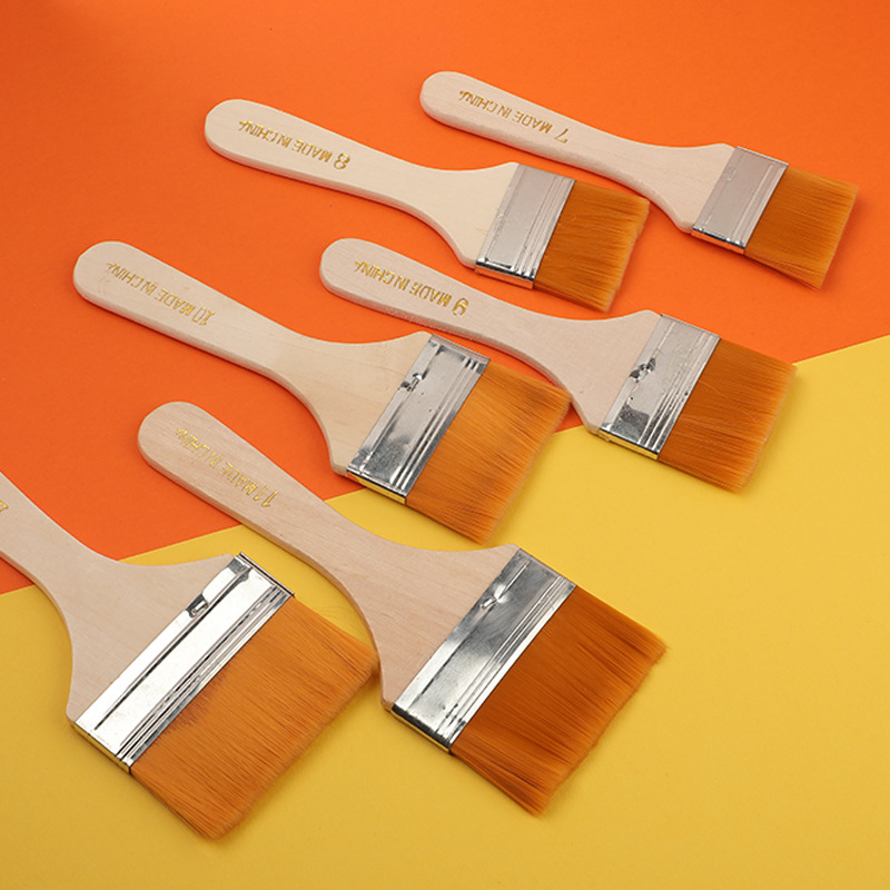 Yellow Bristle Wooden Paint Brush Set for Oil Painting & Art