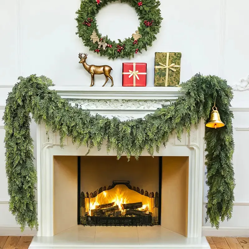 2-Pack 6ft Real Touch Artificial Cedar Garland with free LED string lights - image 10