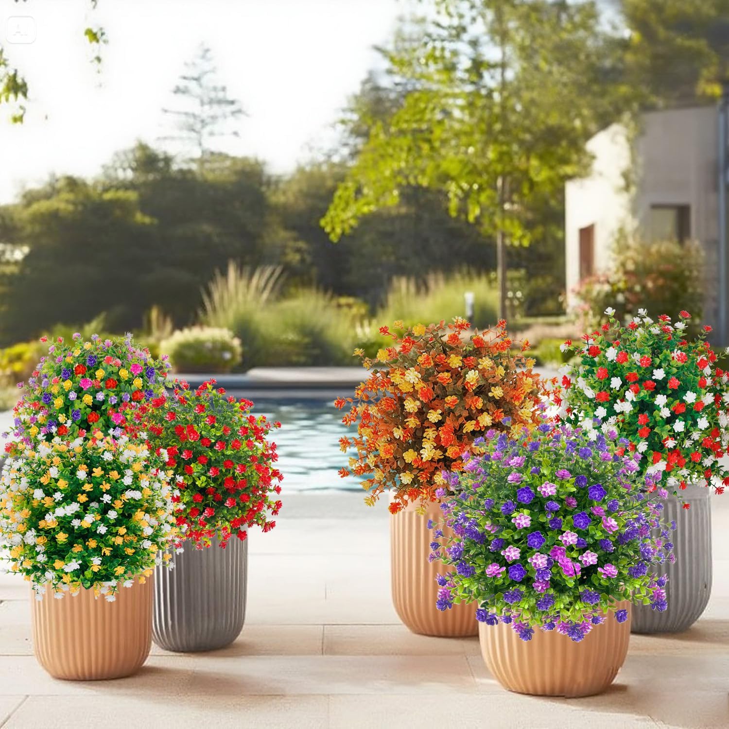 🌺 Lifelike Camellia Potted Trees with Ground Stakes – UV-Resistant Indoor & Outdoor Décor