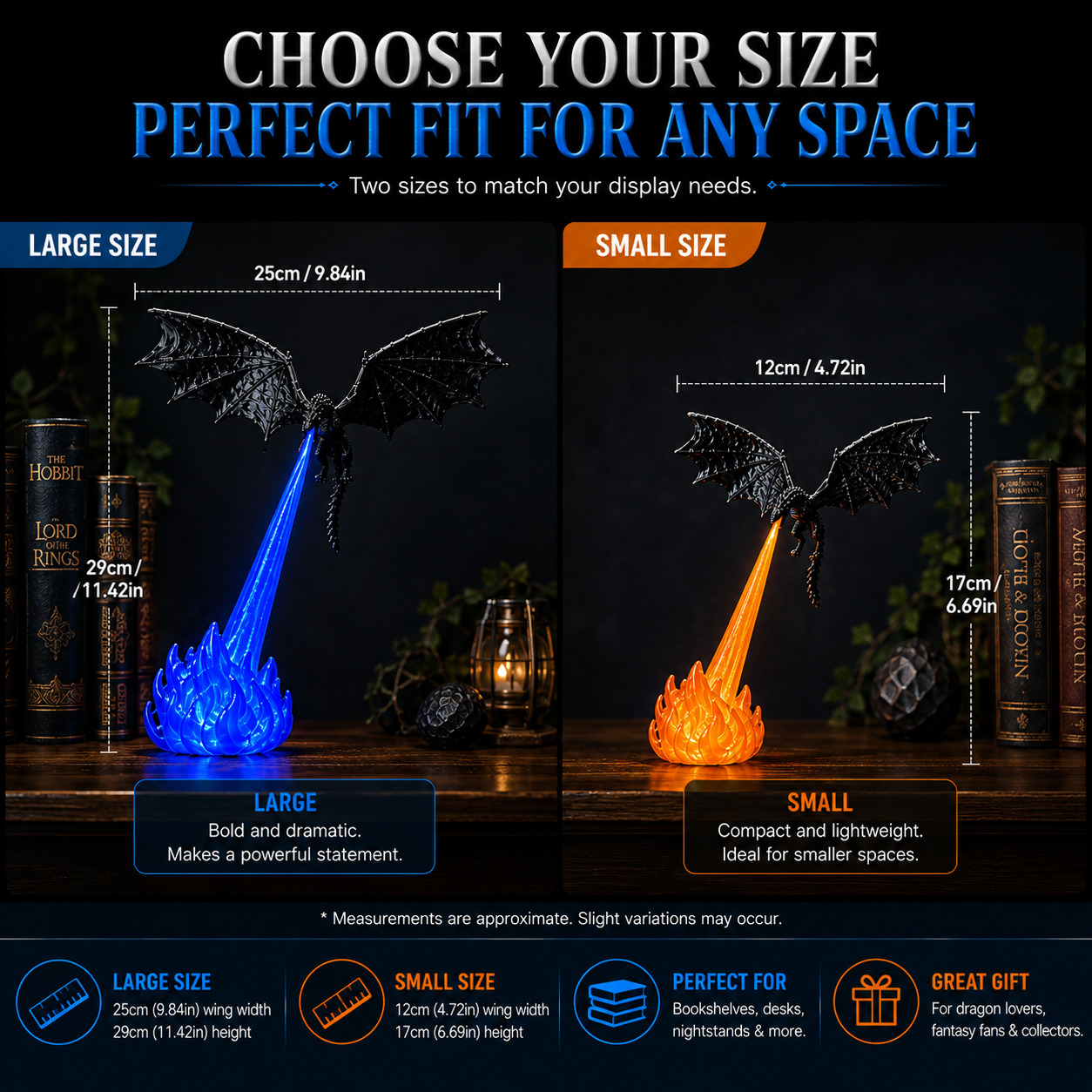 Fire-breathing dragon book nook light product image 5