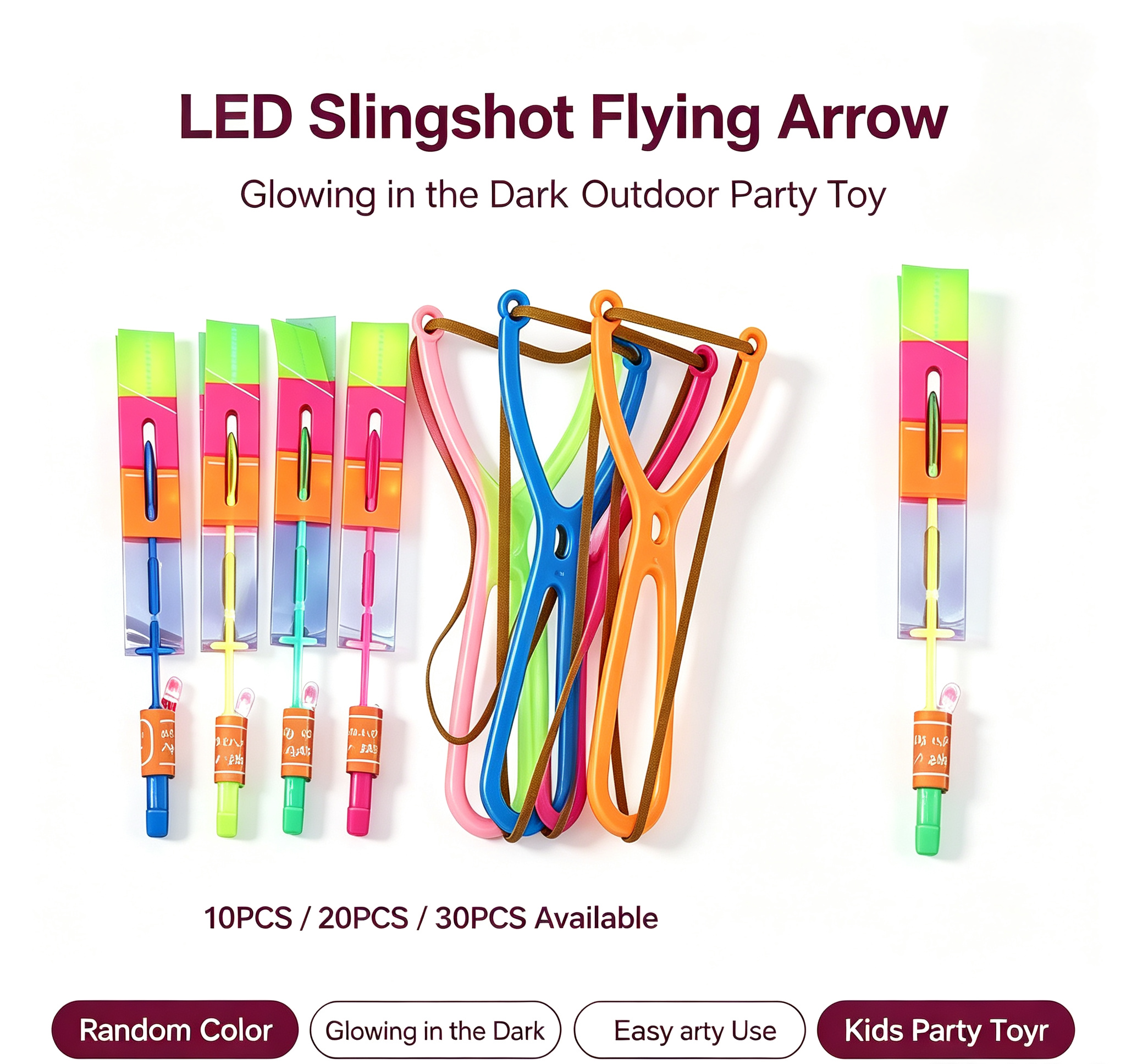 🚀 LED Flying Copter Slingshot Toy – Light-Up Spinning Launcher for Kids & Family Fun