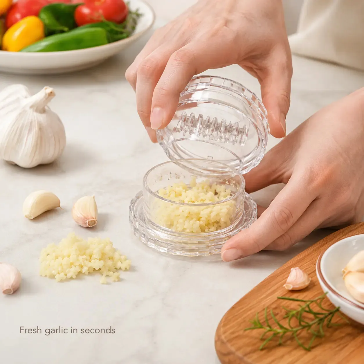 2PCS Manual Garlic & Ginger Chopper – Handheld Food Mincer for Quick Meal Prep | Buy 1, Get 1 FREE