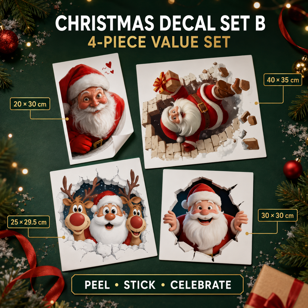 🎅 Santa Claus Wall Decal – Festive Christmas Wall Sticker for Holiday Home Décor