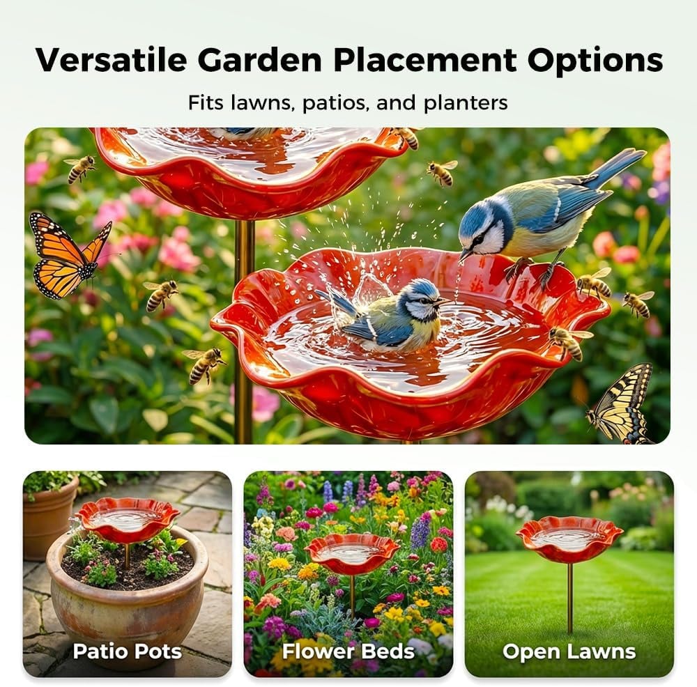 WravionTM 🌟Last Day Promotion🎁Handmade Metal Flower Garden Stake Bird Bath