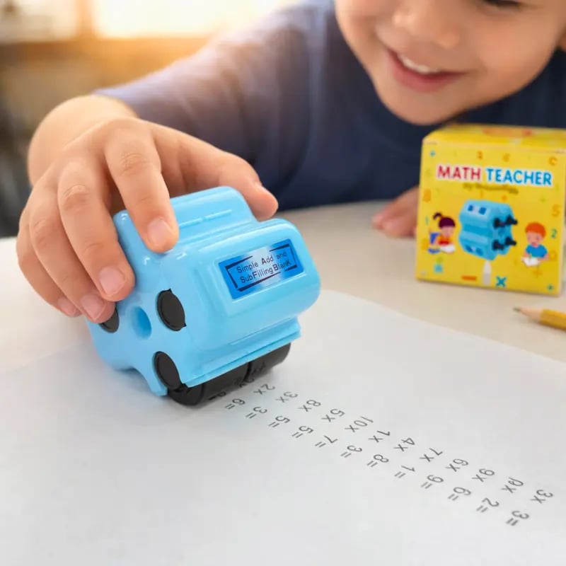 ✏️ 4-in-1 Math Stamp Roller – Make Math Practice Fun & Easy