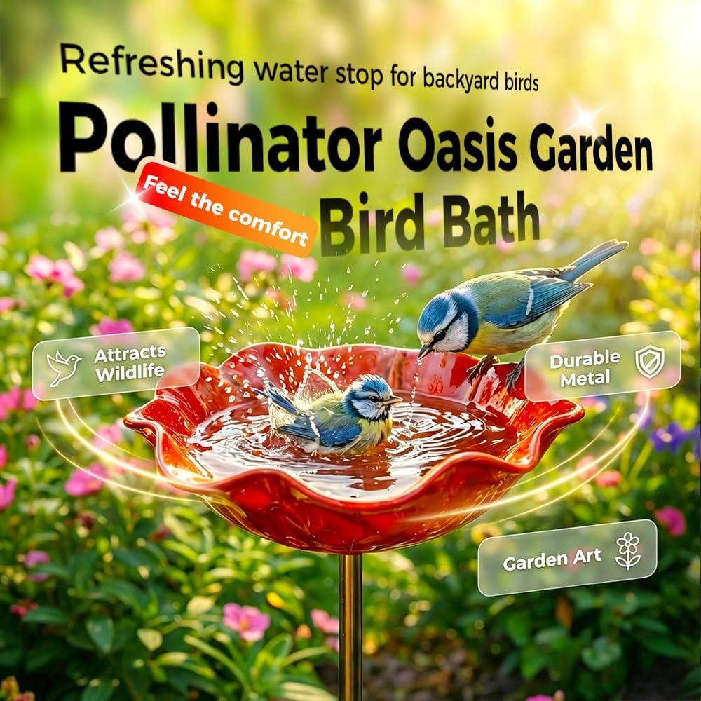 WravionTM 🌟Last Day Promotion🎁Handmade Metal Flower Garden Stake Bird Bath
