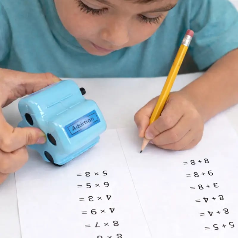✏️ 4-in-1 Math Stamp Roller – Make Math Practice Fun & Easy