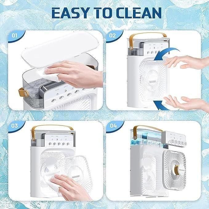 ❄️ 3-in-1 Portable Humidifying Spray Fan | Mini Cooling Fan with Mist Humidifier & LED Light for Home, Office & Travel